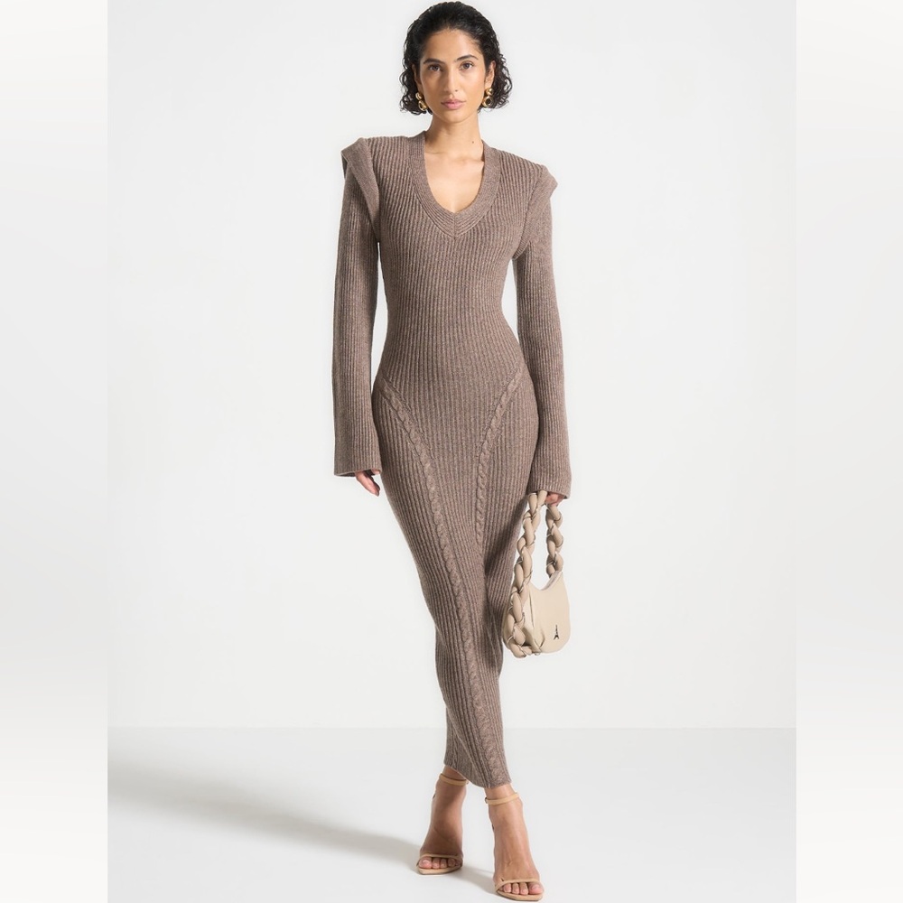 Maniere de Voir Brown Knit Dress